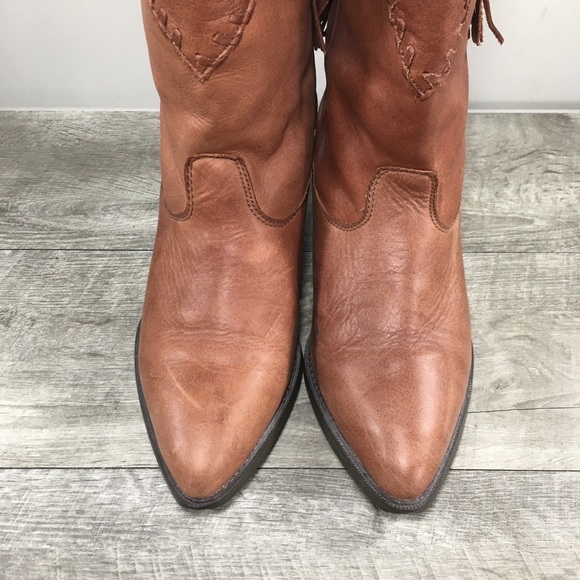 Zodiac Zline Fringe Western Cowboy Riding Leather Womens Boots Vintage Size 8 - Picture 5 of 13